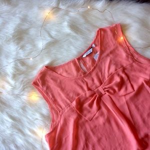 New Look Coral Bow Sleeveless Blouse